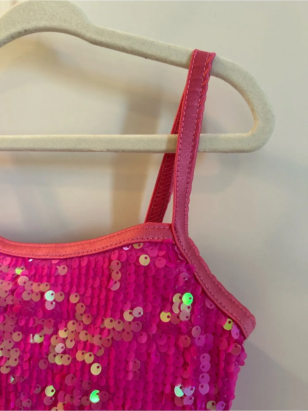 Weissman Hot Pink Sequin Crop Tank Top - Picture 4 of 8